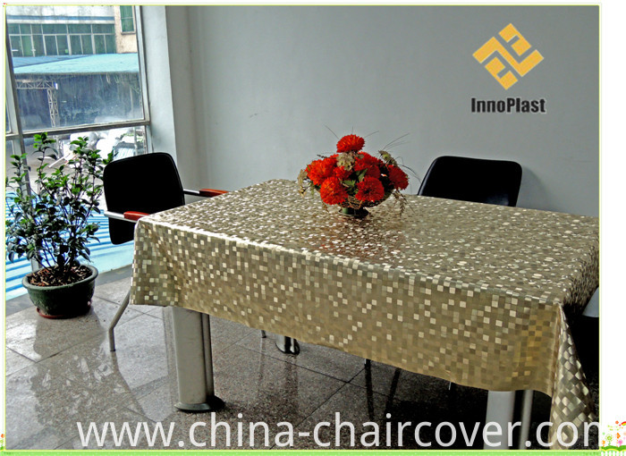 PVC Printed Gold Embossed Tablecloth with Backing
